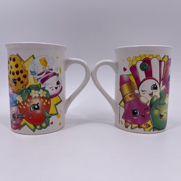 TWO Shopkins Coffee Mugs All Over Character Design Moose Frankford Toys 2016 - Picture 3 of 8